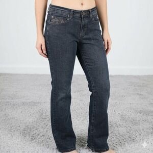 Boho Embroidered Zena Mid Rise Bootcut Jeans Size 8 Dark Wash Y2K Aesthetic